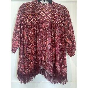 Hollister Women’s Open Cardigan Top Shirt Boho Shawl Red Size S